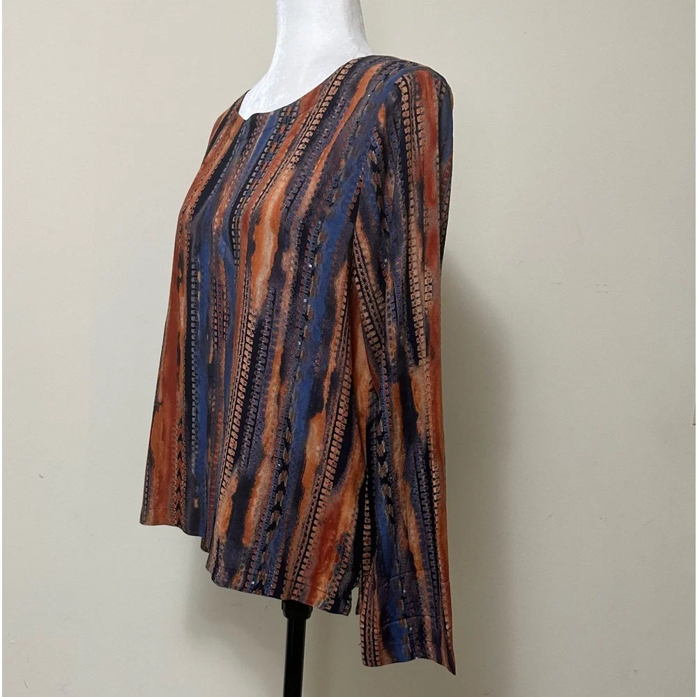 Coco + Carmen NEW Textured Stripes in Print Long Sleeve Popover Pullover S/M - Picture 4 of 16